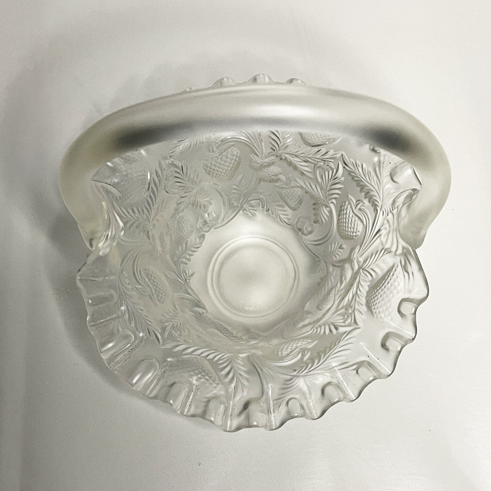 Vintage Fenton Frosted Glass Strawberry Basket