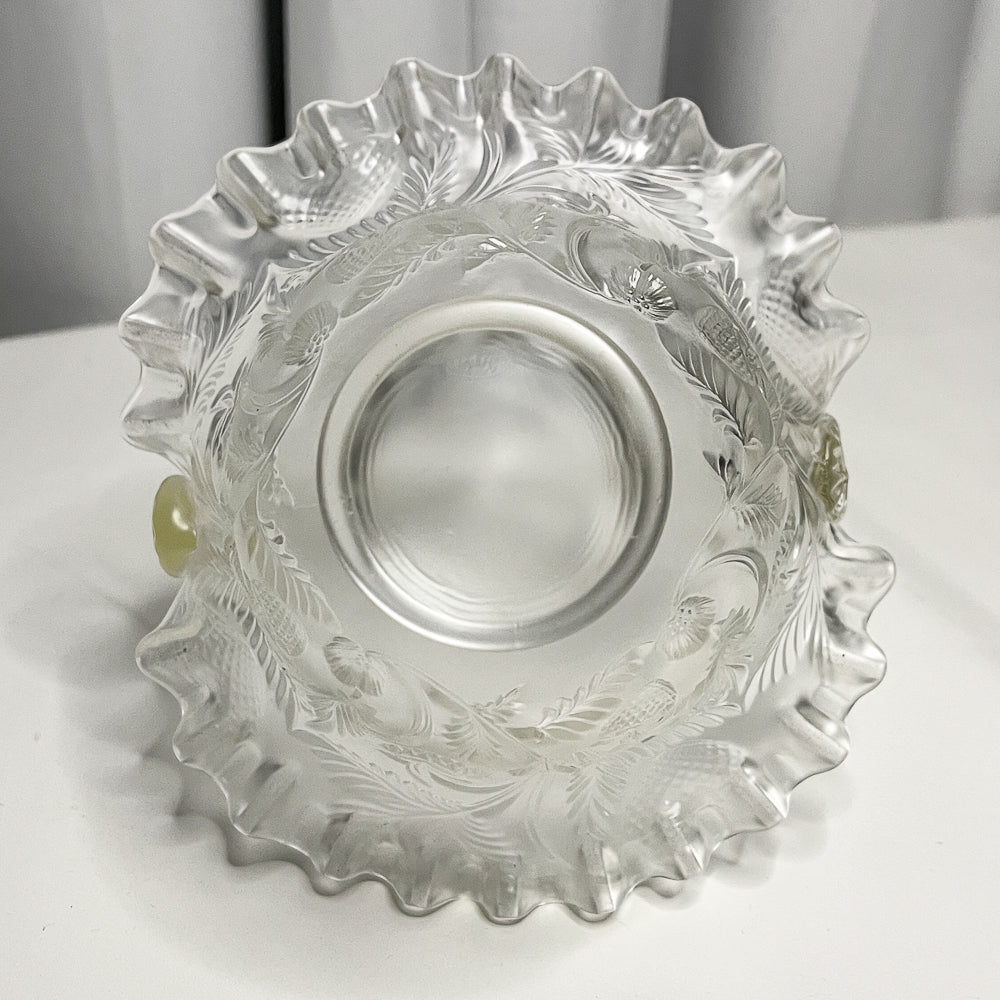 Vintage Fenton Frosted Glass Strawberry Basket