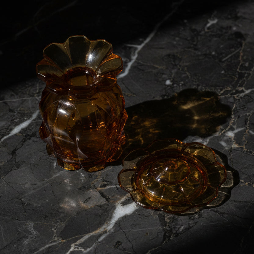 Vintage Fenton Valencia Amber Lidded Cigarette Box | USA c1969–1971