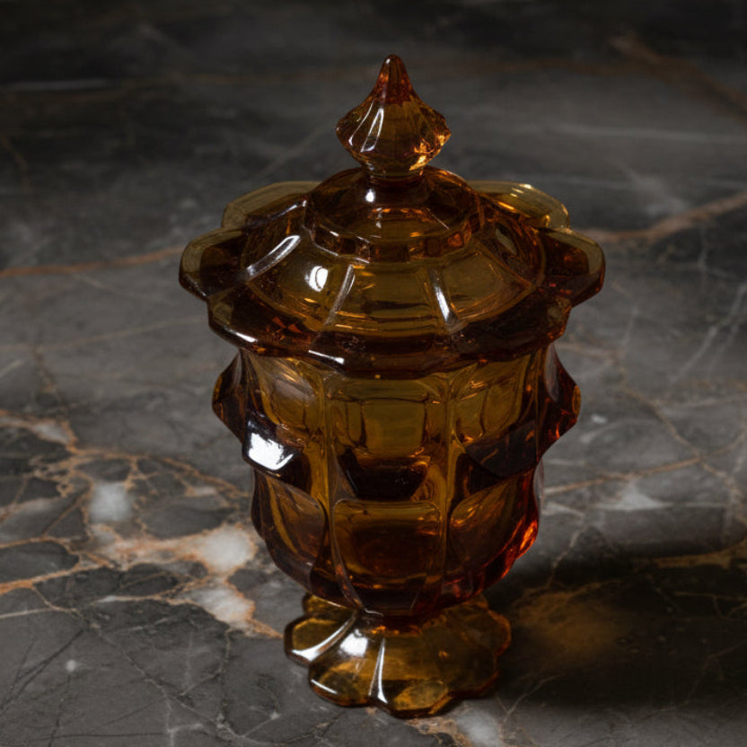 Vintage Fenton Valencia Amber Lidded Cigarette Box | USA c1969–1971