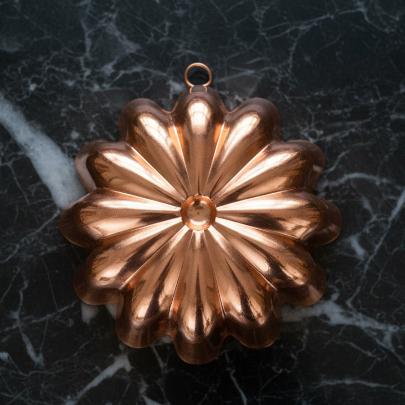 Vintage Fluted Gelatin Mold | Copper-Toned Aluminum c1970s–1980s