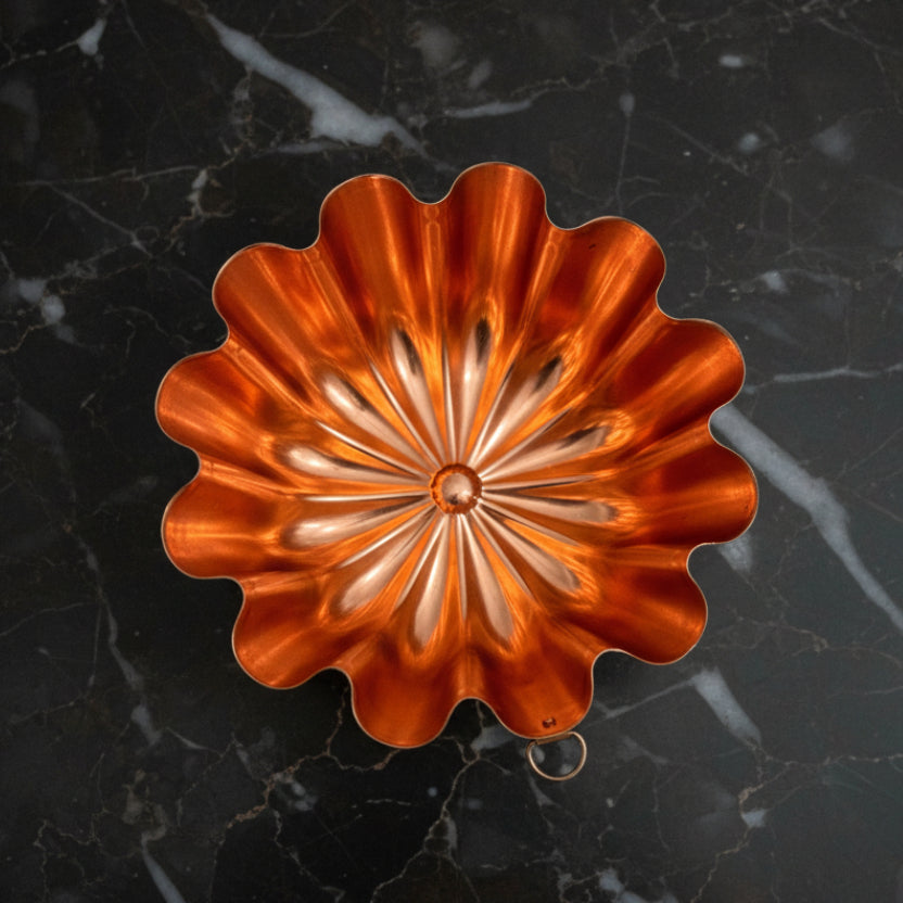 Vintage Fluted Gelatin Mold | Copper-Toned Aluminum c1970s–1980s