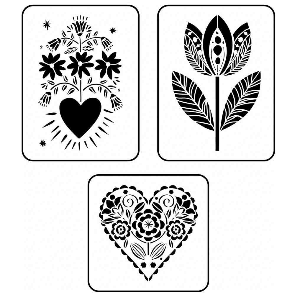 Folk Art Florals Stencil Set - JRV