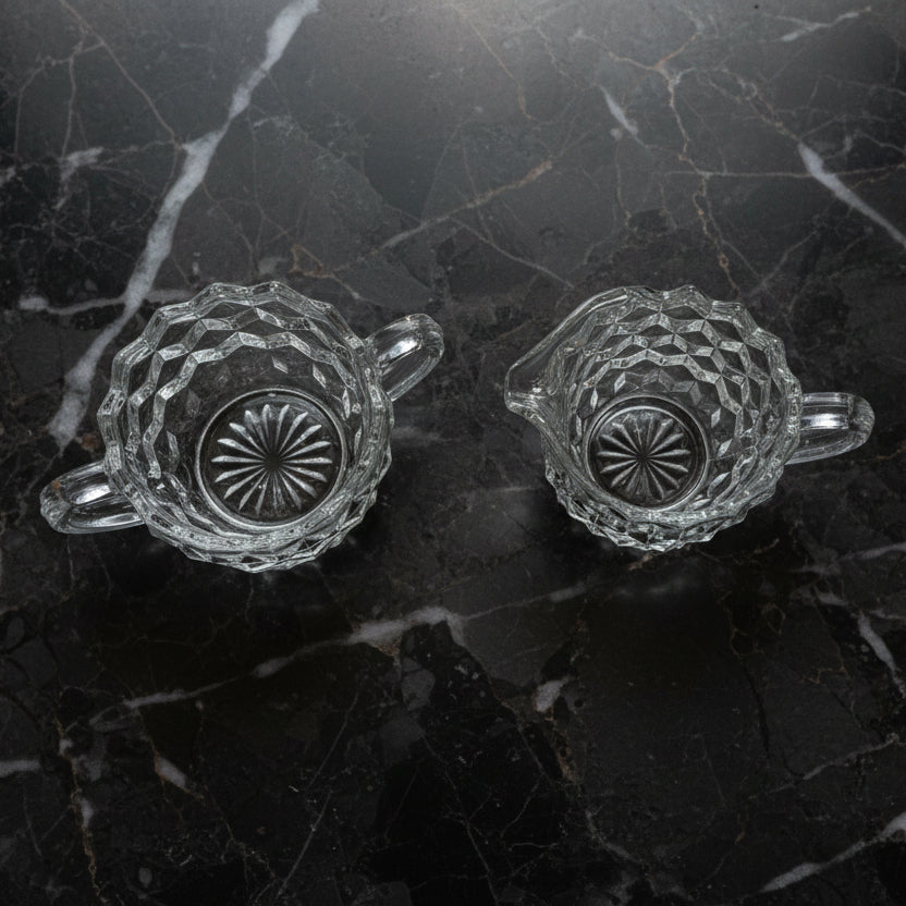 Vintage Fostoria American Clear Creamer & Open Sugar