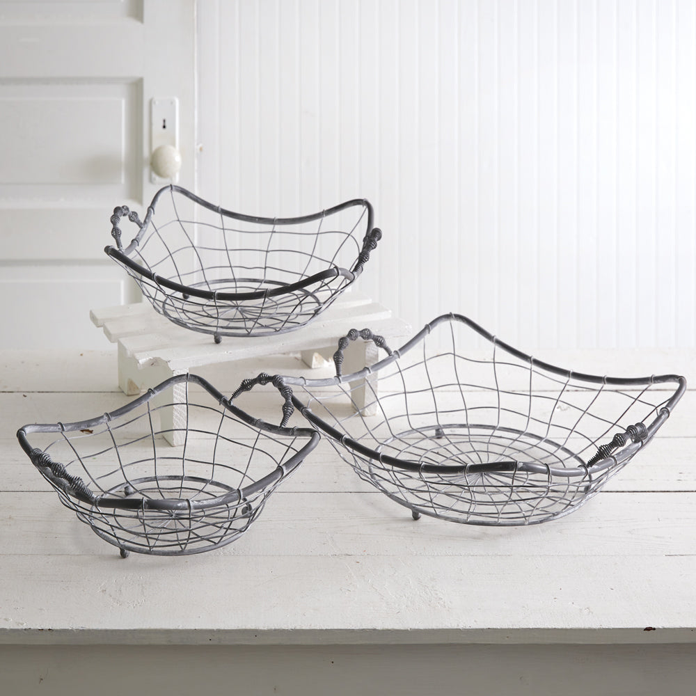 French Country Wire Baskets - Set of 3