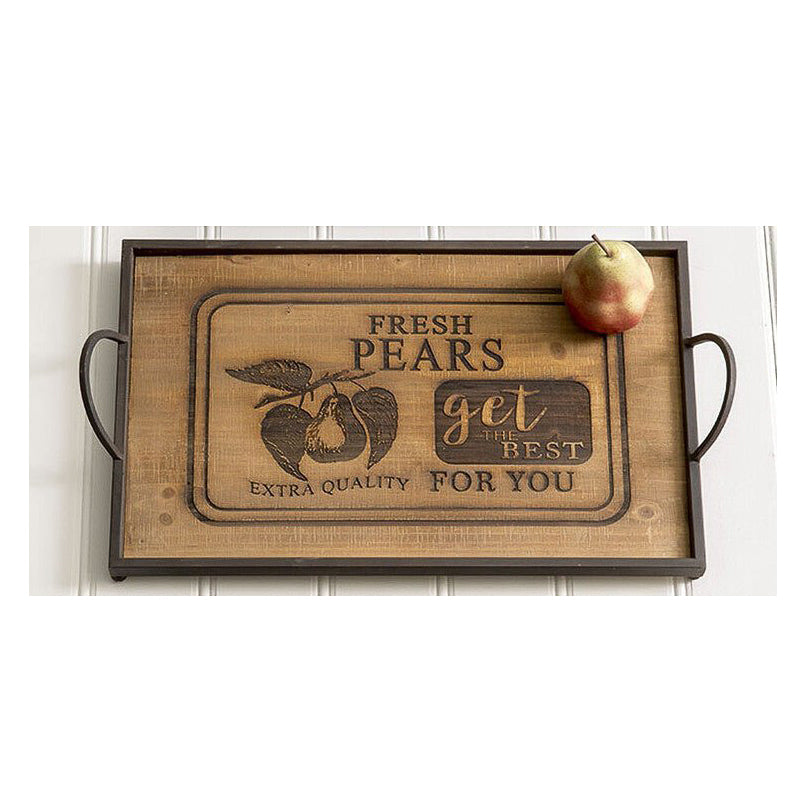 Fresh Pears Rustic Wood Serving Tray