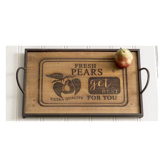 Fresh Pears Rustic Wood Serving Tray