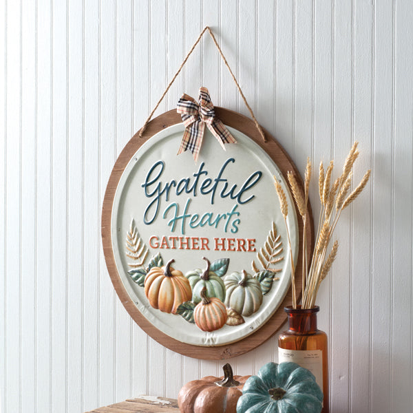 Grateful Hearts Gather Here Sign