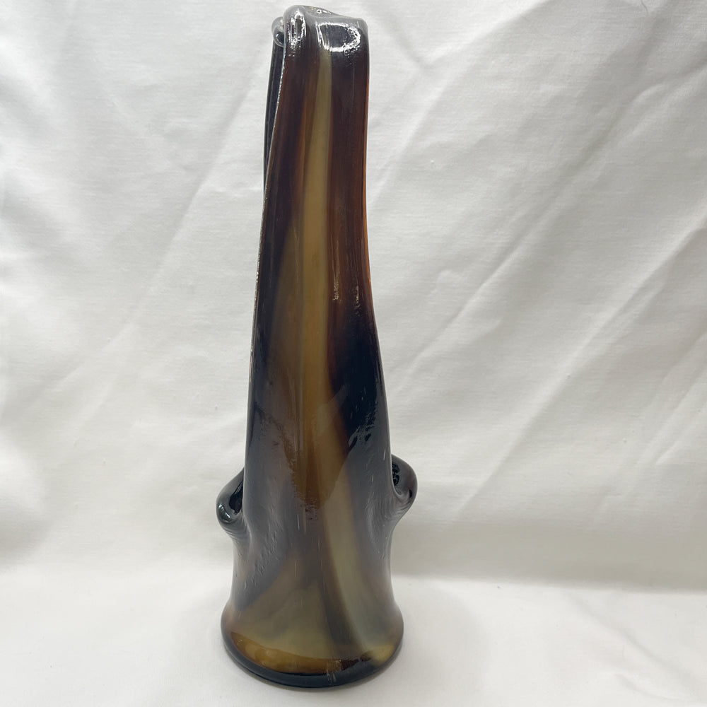 Hand Blown Art Glass Basket Vase