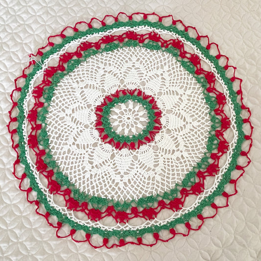 Hand Crochet Christmas Doily - Vintage