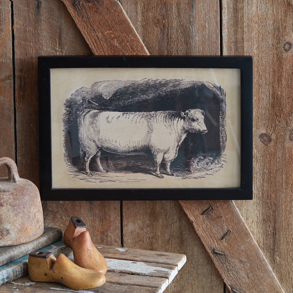 Homestead Framed Cow Canvas