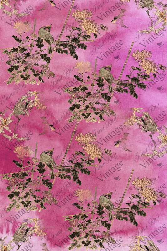 Hot Pink Chinoiserie Decoupage Paper by JRV
