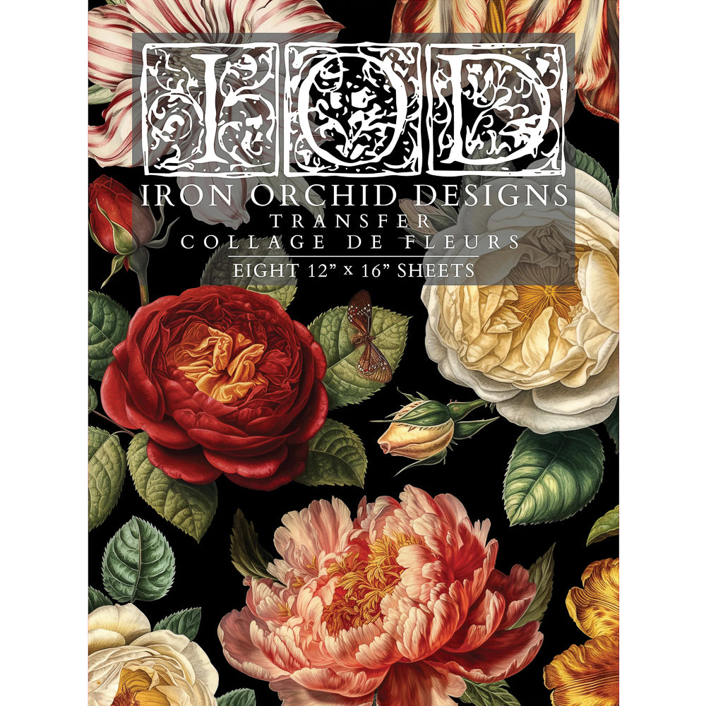 IOD Collage De Fleurs Decor Transfer - Iron Orchid Designs