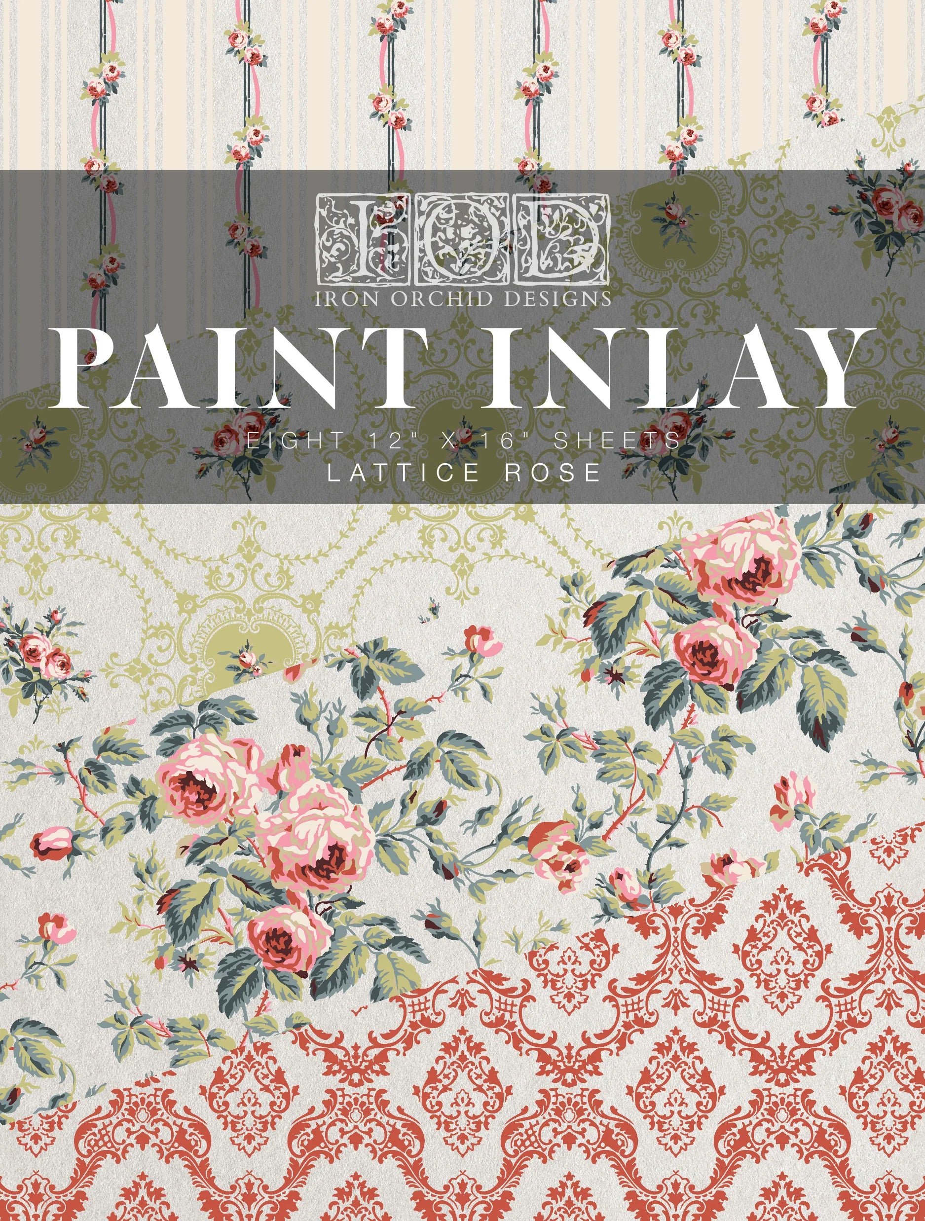 IOD LATTICE ROSE PAINT INLAY Iron Orchid Designs