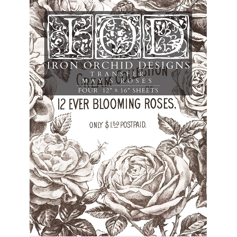 IOD May's Roses Decor Transfer - Iron Orchid Designs