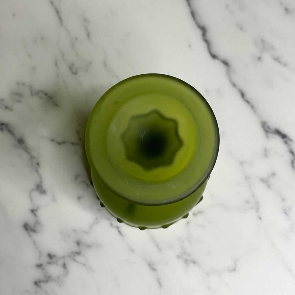 1970s Indiana Glass Teardrop Frosted Green Planter