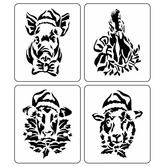 JRV Stencil - Christmas Farm Animal Minis