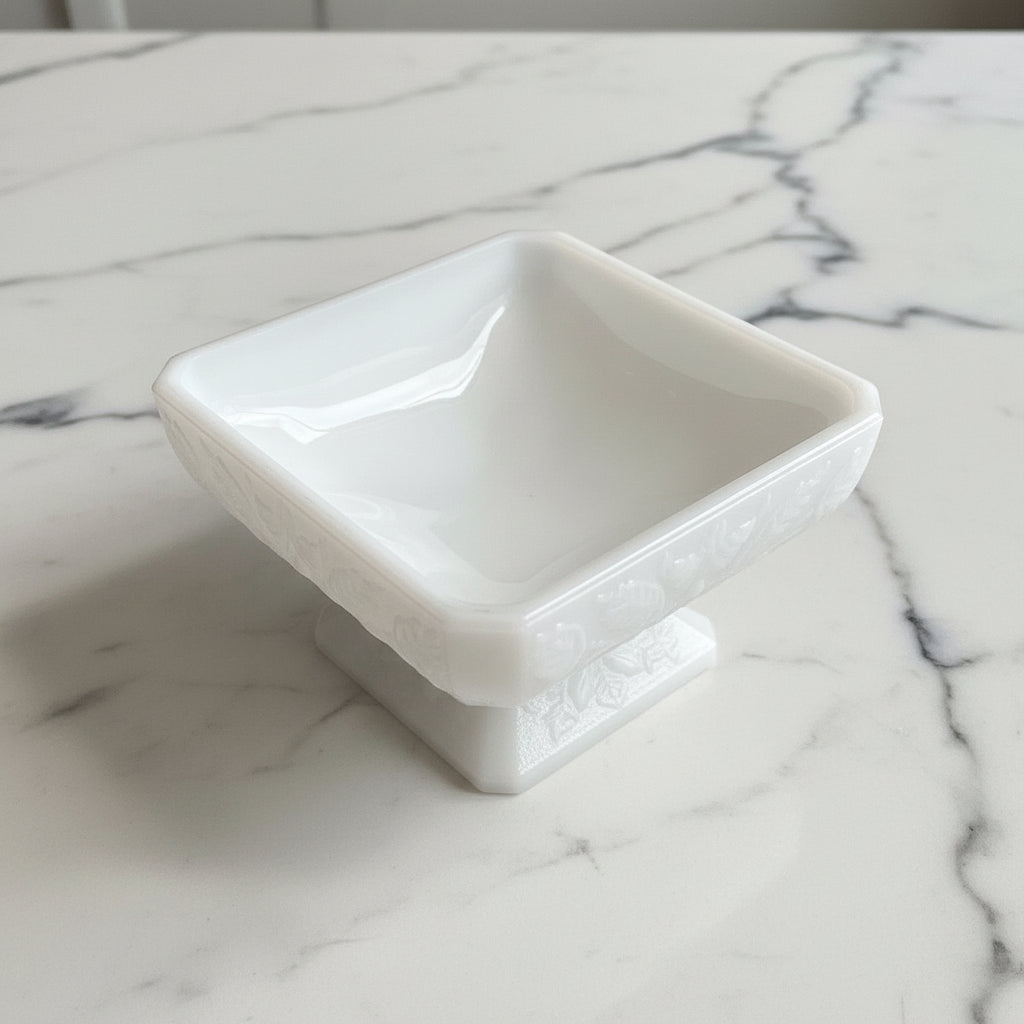 Jeanette Glass Milk Glass Pedestal Candy Dish