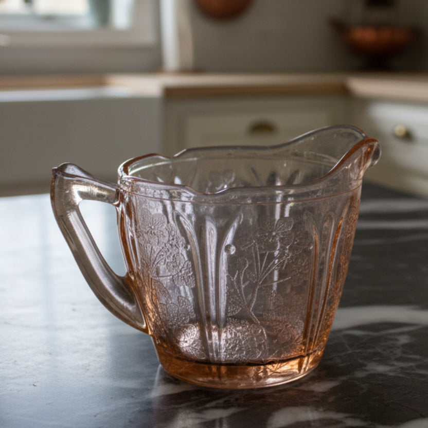 1930s Jeannette Cherry Blossom Pink Depression Glass Creamer | USA