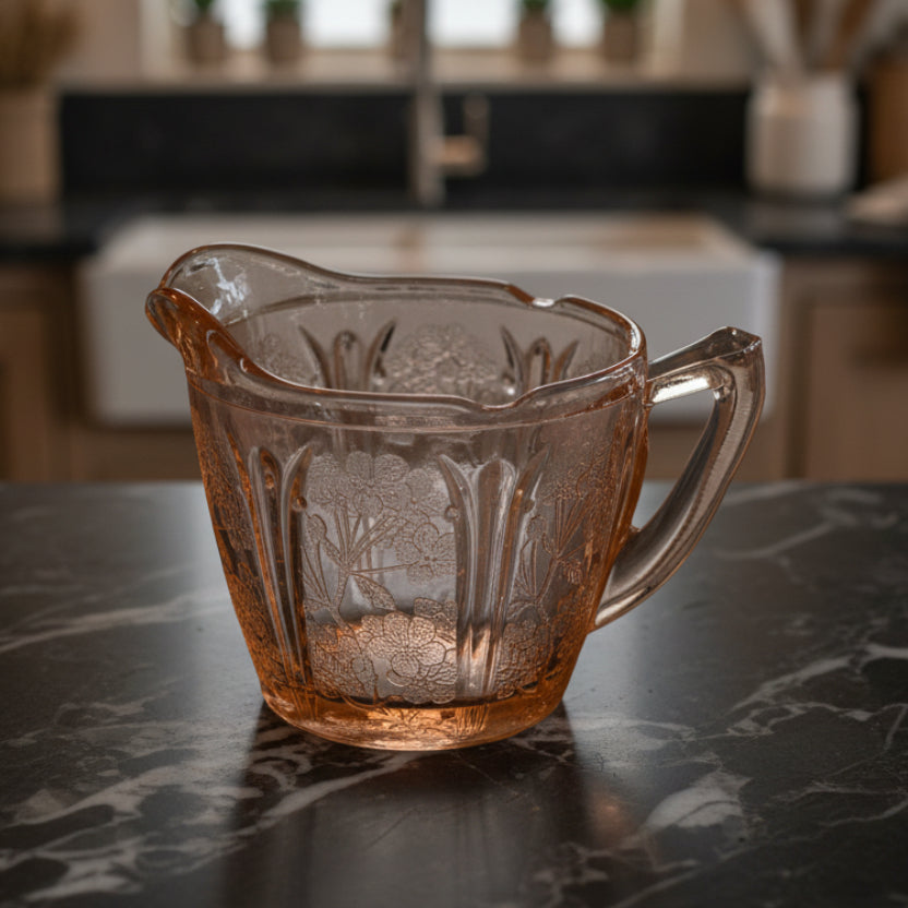 1930s Jeannette Cherry Blossom Pink Depression Glass Creamer | USA
