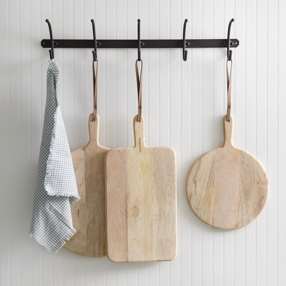 Small Round Cutting Board with Leather Strap