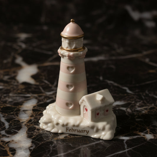2002 Lenox Lighthouse Calendar Sculpture February | Vintage Figurine