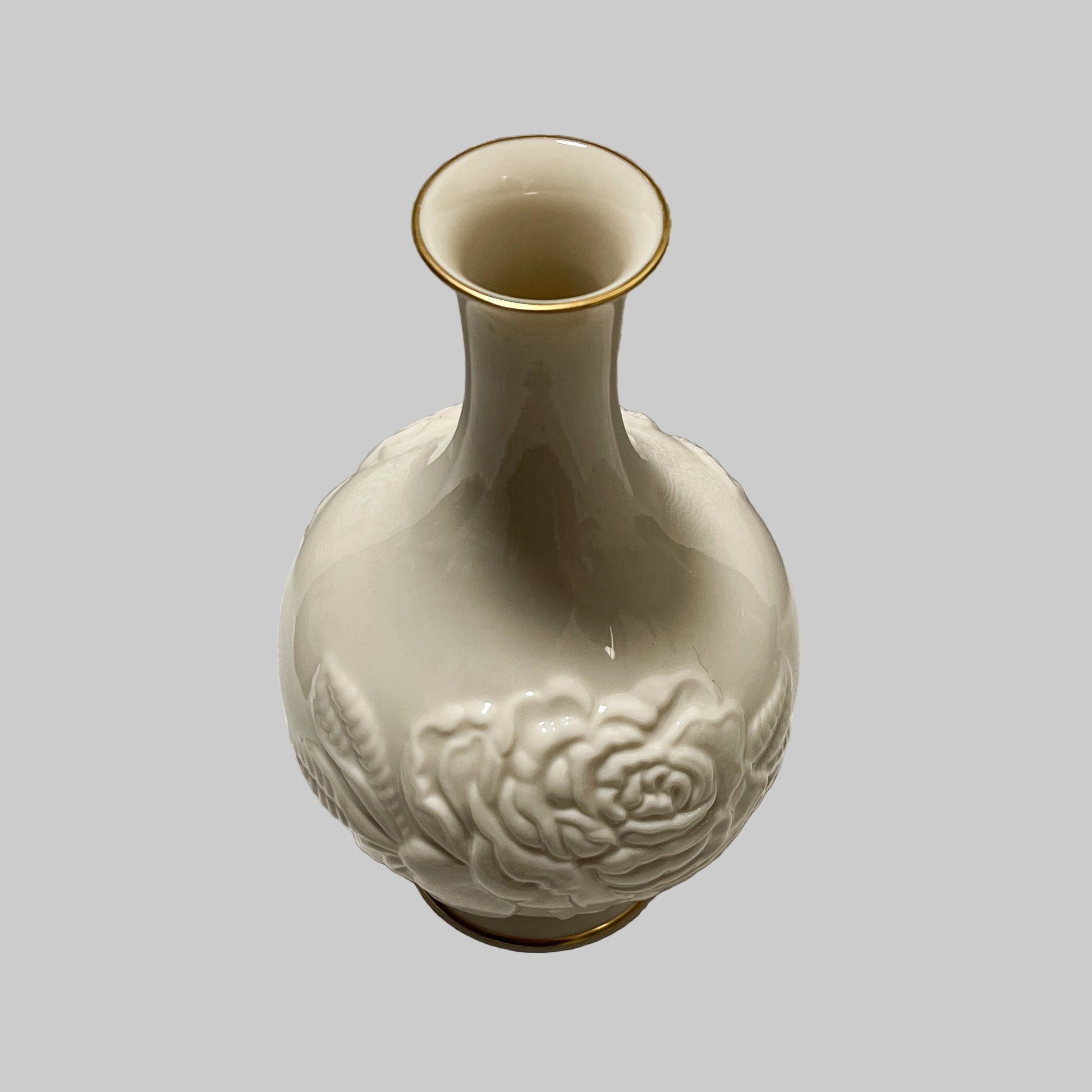 Vintage Lenox Ivory Rose Bud Vase with 24k Gold Trim