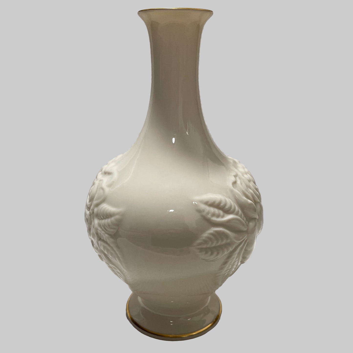 Vintage Lenox Ivory Rose Bud Vase with 24k Gold Trim