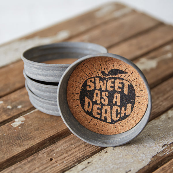 Mason Jar Lid Coaster - Sweet As A Peach