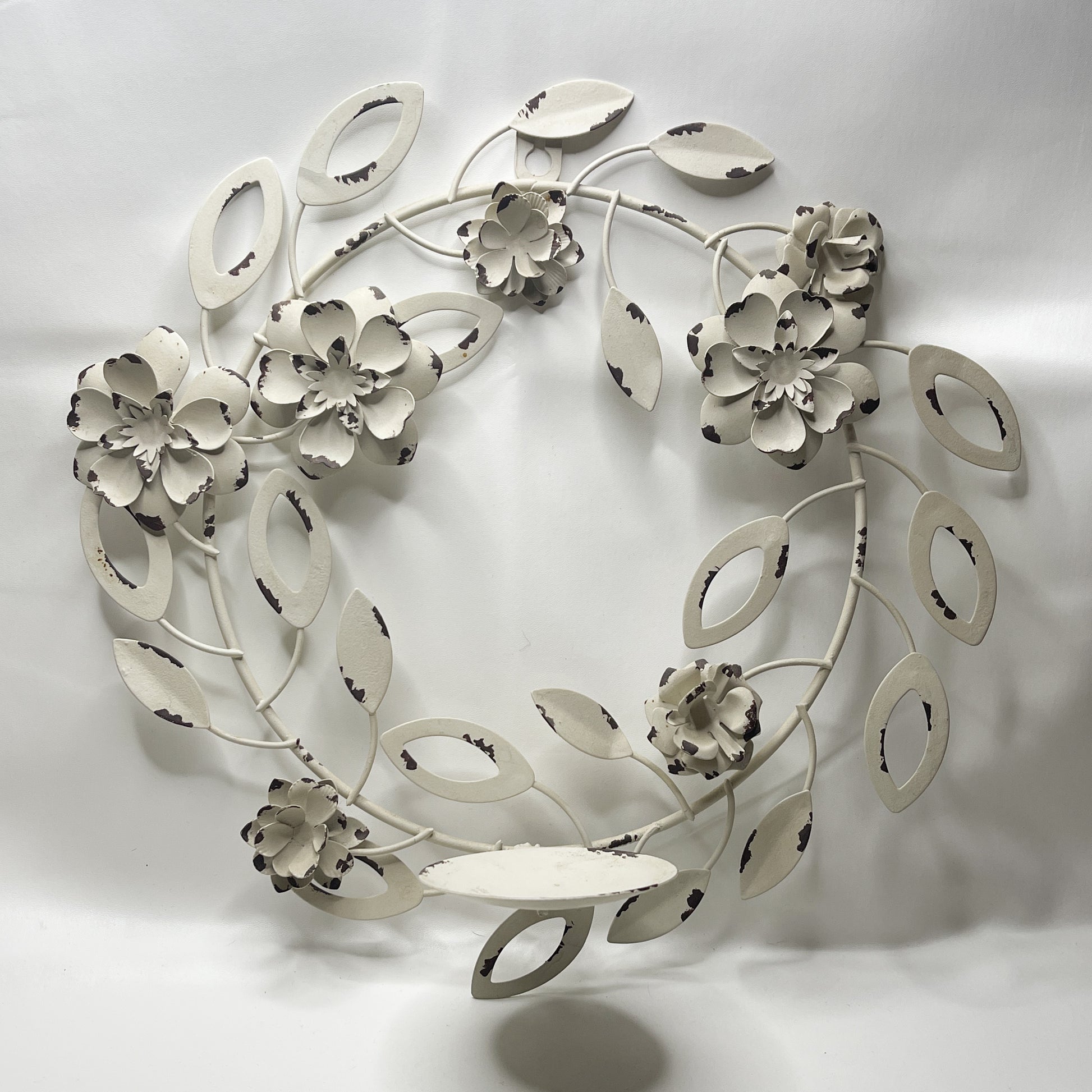 Metal Flower Wreath Candle Holder