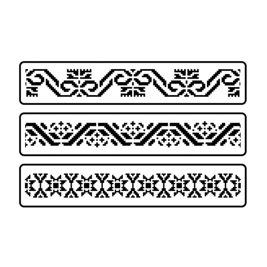 Mexican Embroidery Border Stencil 3 Pack by Jami Ray Vintage