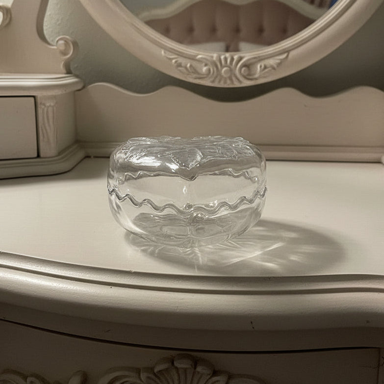 1990s Mikasa Studio Nova Winter Rose Crystal Heart Dish