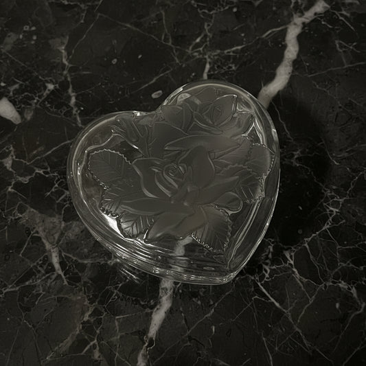 1990s Mikasa Studio Nova Winter Rose Crystal Heart Dish