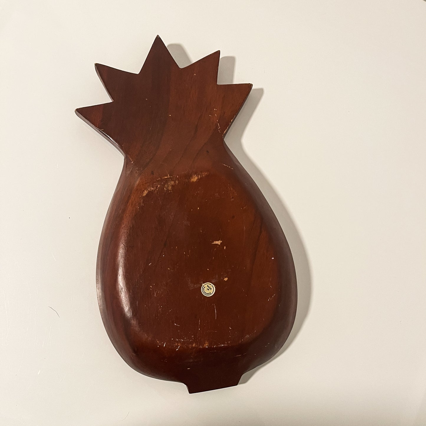 1970s Pineapple Wood Chip & Dip Bowl