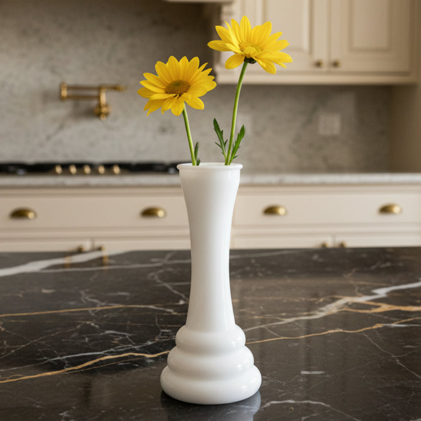 1960s Randall Bee Hive Milk Glass Bud Vase