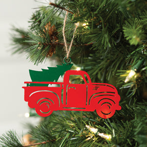 Red Truck with Tree Ornament - Box of 4