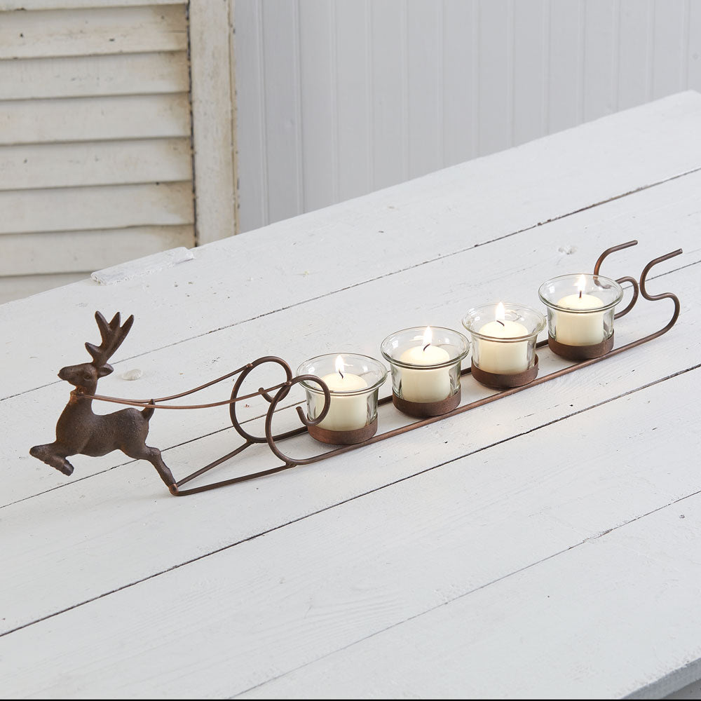 Reindeer & Sleigh Votive Candle Holder