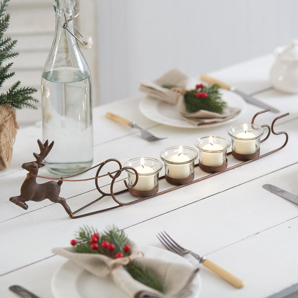 Reindeer & Sleigh Votive Candle Holder