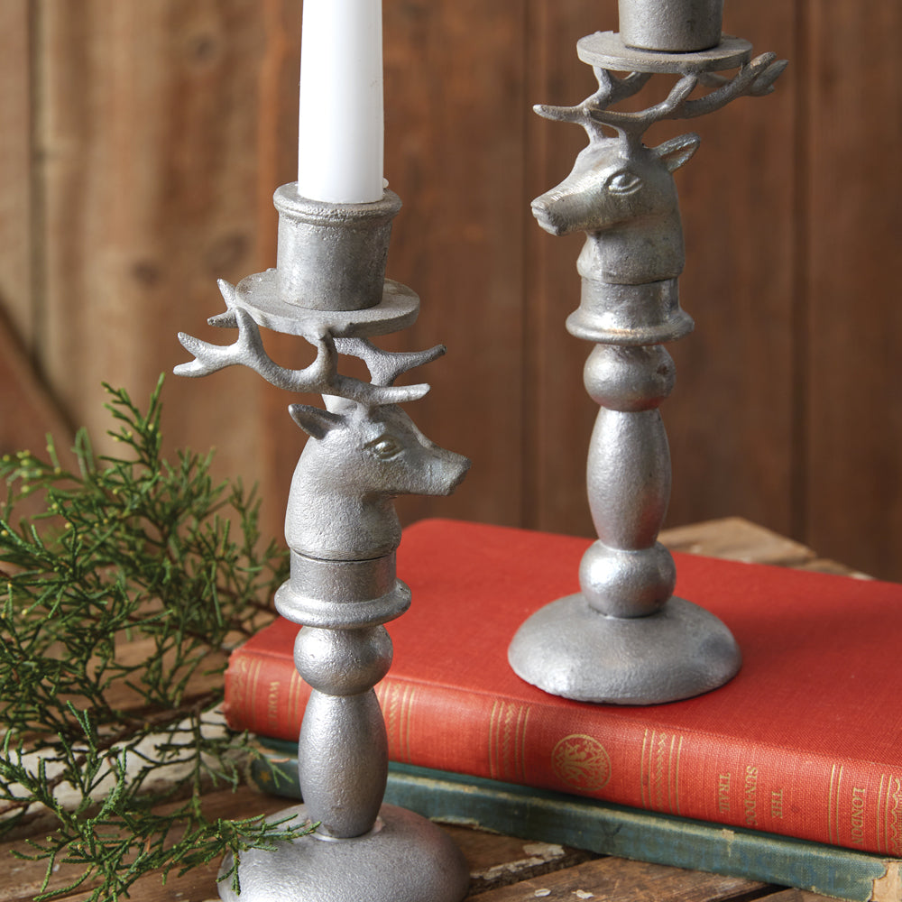 Reindeer Taper Candle Holders - Set of 2