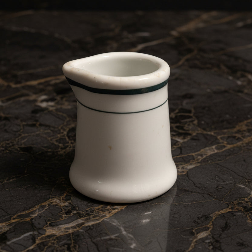 1950s–60s Restaurantware Personal Creamer | White & Green Diner Decor