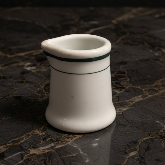 1950s–60s Restaurantware Personal Creamer | White & Green Diner Decor