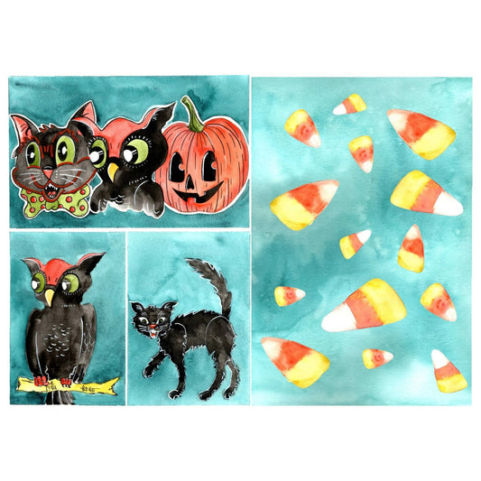 Retro Halloween Decoupage Paper - Roycycled Treasures