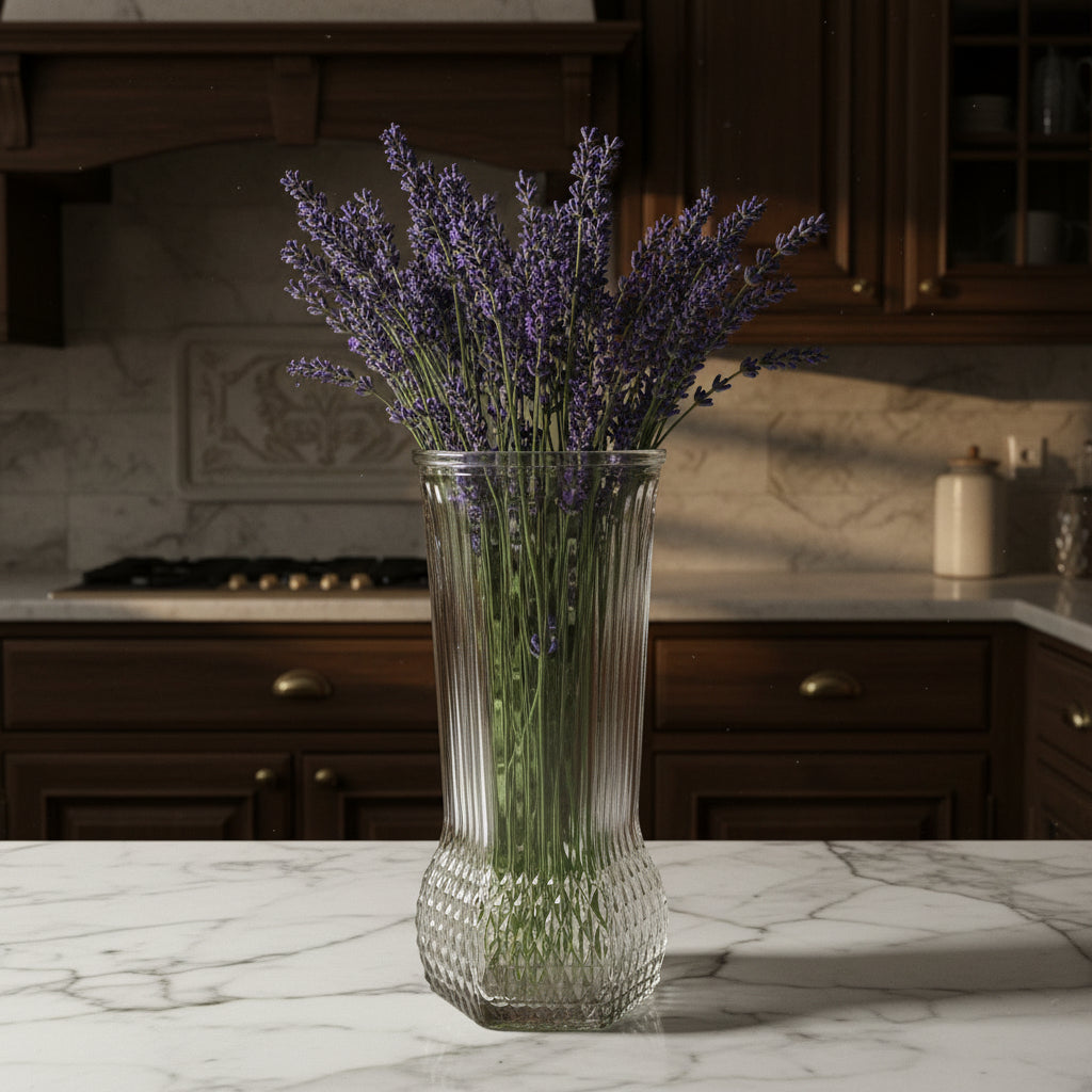 Vintage Ribbed Glass Vase