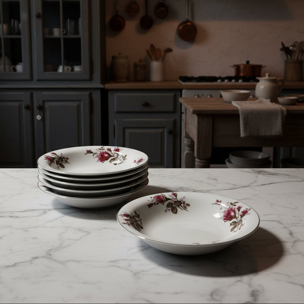 Vintage Sankyo Rose Pattern Bowls Japan - Set of 6