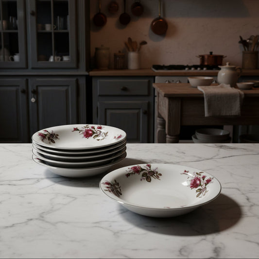 Vintage Sankyo Rose Pattern Bowls Japan - Set of 6