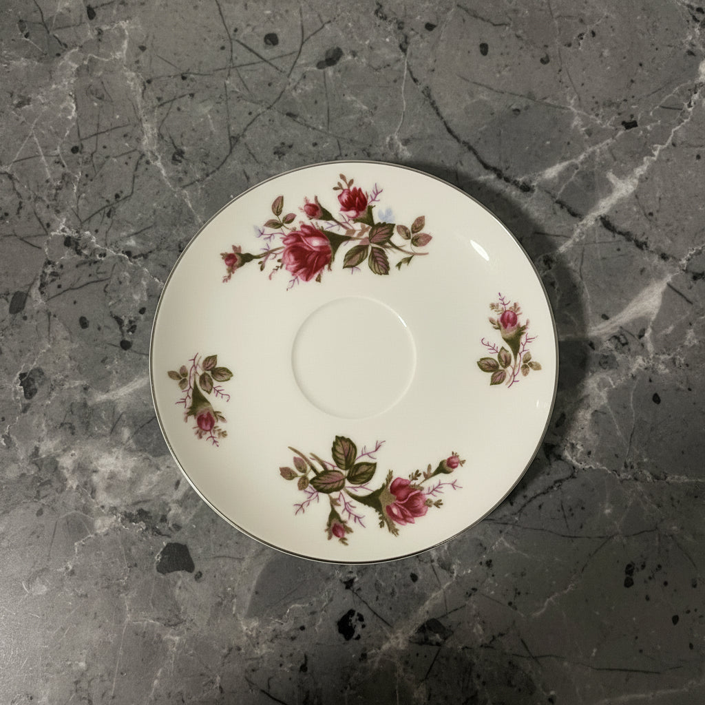Vintage Sankyo Rose Pattern Saucers Japan - Set of 6
