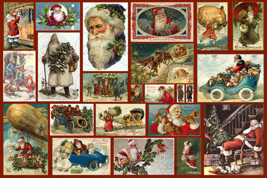 Santa Postcards Decoupage Paper by JRV