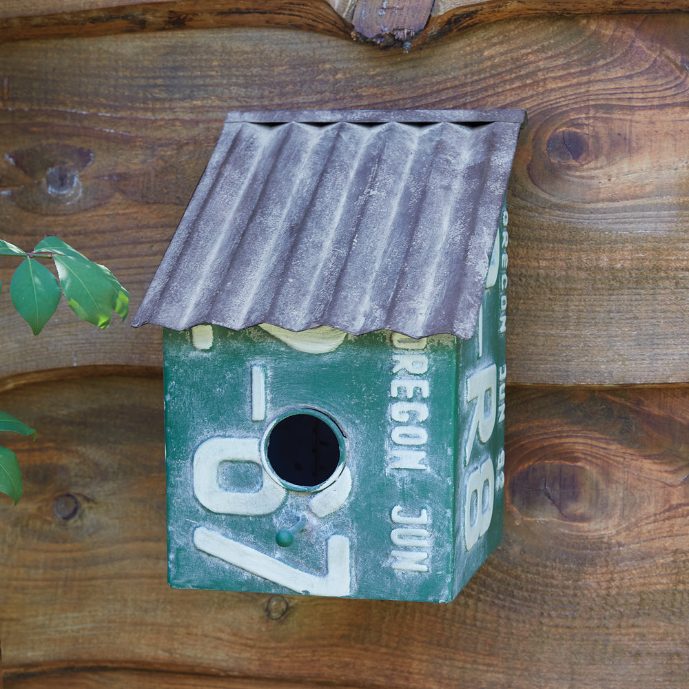 Slanted License Plate Birdhouse