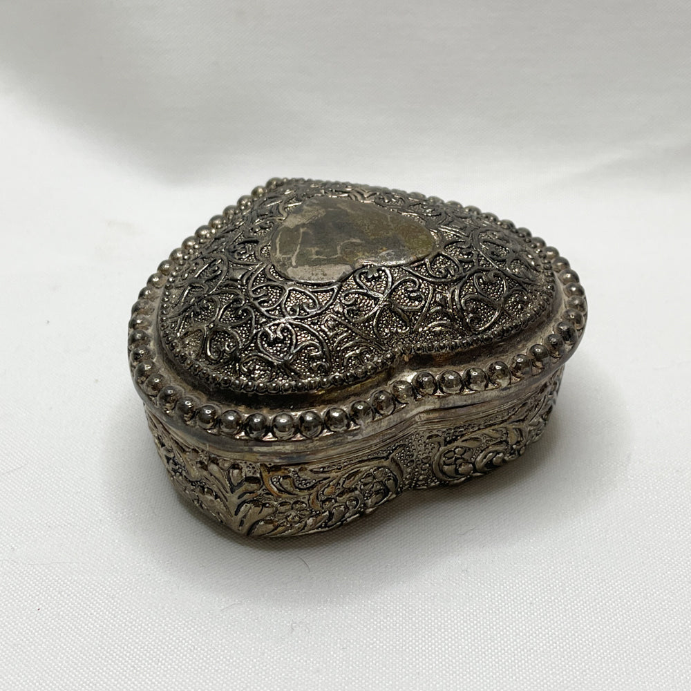 Sliverplated Heart Trinket Box - Vintage