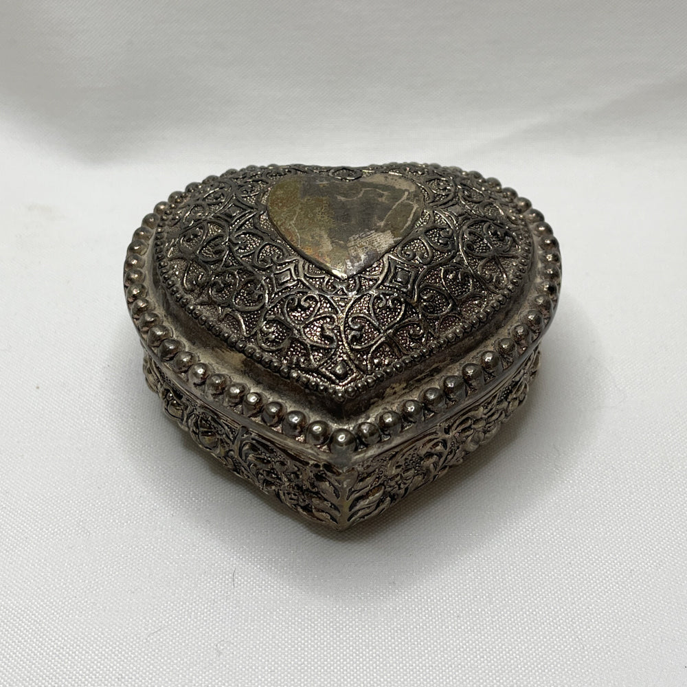 Sliverplated Heart Trinket Box - Vintage